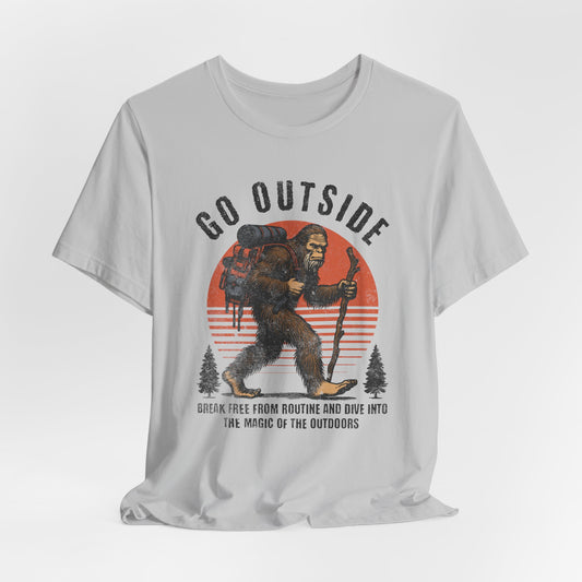 Go Outside Bigfoot Hiking T-Shirt