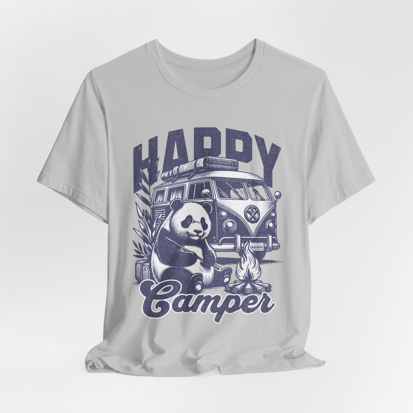 Happy Camper Panda T‑Shirt (Solid Athletic Gray)