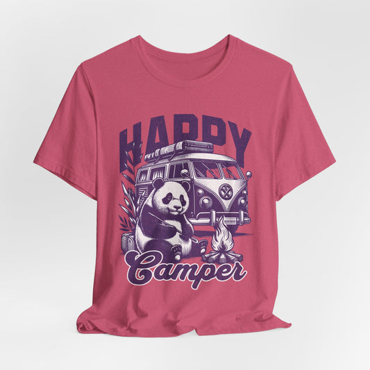Happy Camper Panda T‑Shirt (Heather Raspberry)